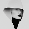 Futuristic Female Portrait White Hood Minimalist Painting