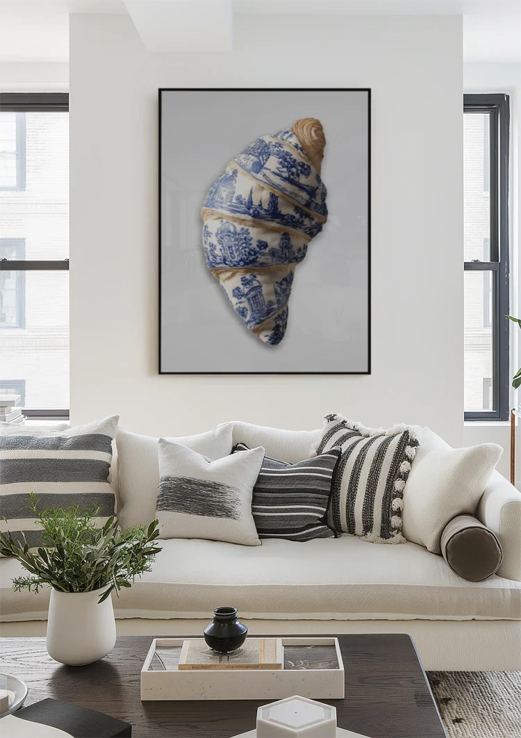 Delfts Blauw Croissant Windmolens Hollands Tafereel Surrealisme Schilderij