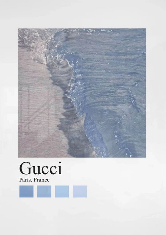 Zandstrand Golven Blauw Gucci Paris Mode Poster Canvas Schilderij