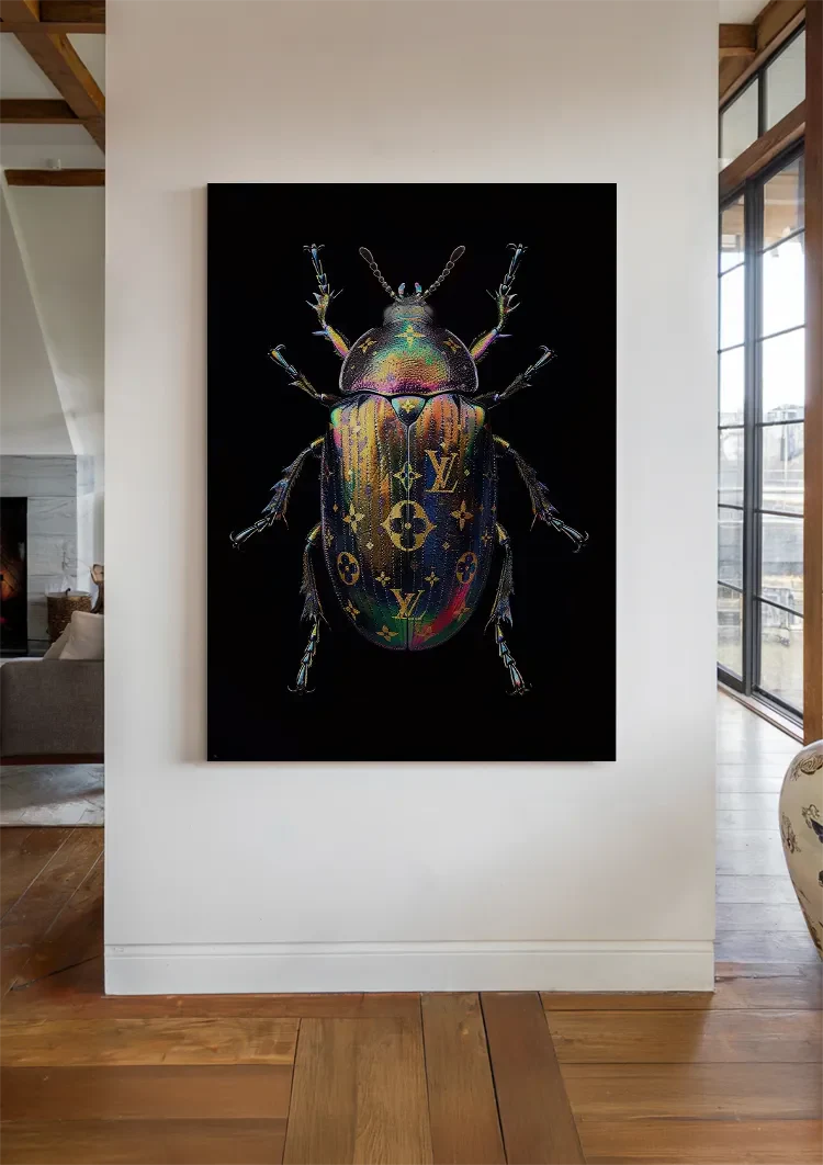 Louis Vuitton Multicolored Beetle Shiny Black Luxury Fashion Painting