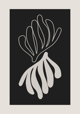 Abstract Coral Shape Black White Filled Shapes Graphic Canvas Painting