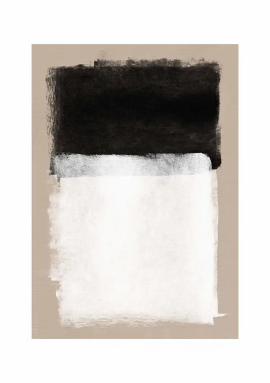 Abstracte kleurvlakken canvas schilderij in beige, wit en zwart