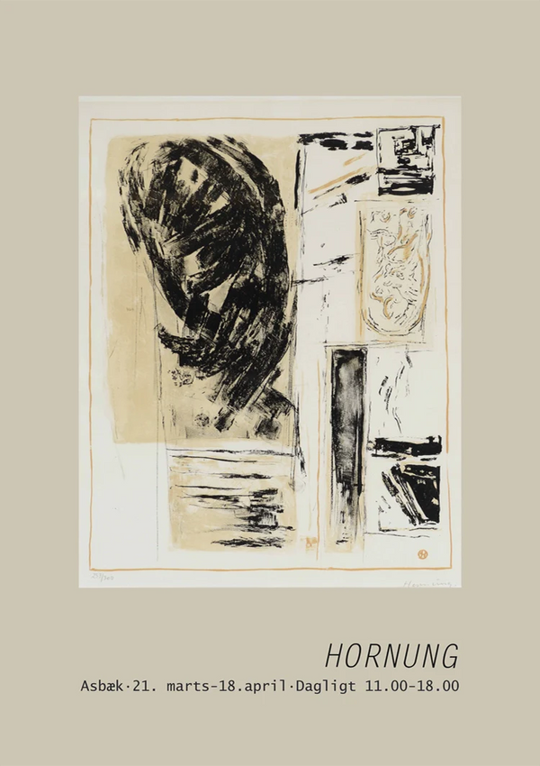 Abstrakt-Expressionistisches Werk mit Text, Beigefarbener Hintergrund, Gemälde