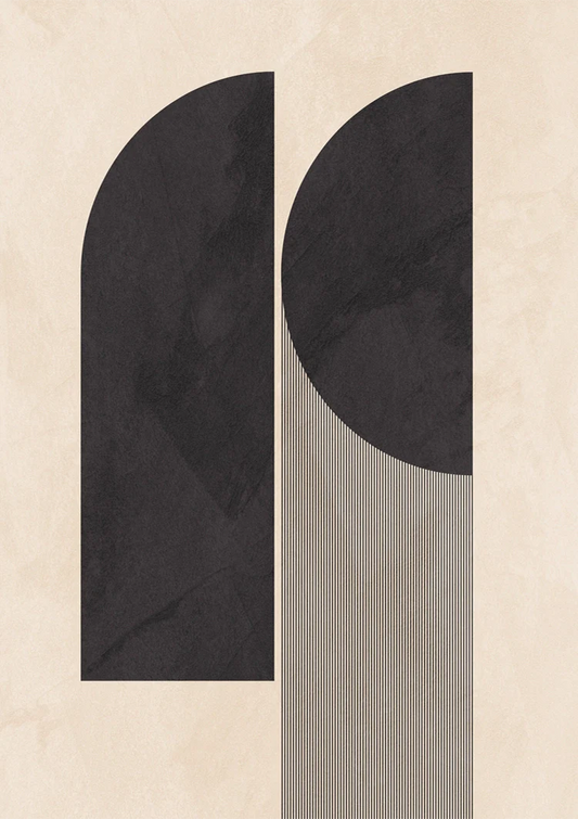 Abstrakte geometrische Formen Leinwandbild in Schwarz, Beige und Grau