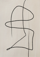 Vloeiende Lijnkunst Abstract Beige Achtergrond Minimalistisch Canvas Schilderij