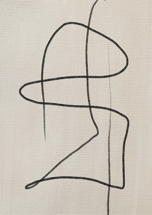 Abstracte lijnkunst canvas schilderij op een beige achtergrond