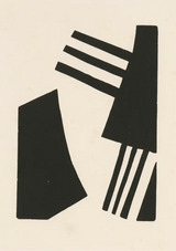 Modern Black Geometric Shapes Constructivist Abstract Canvas Painting