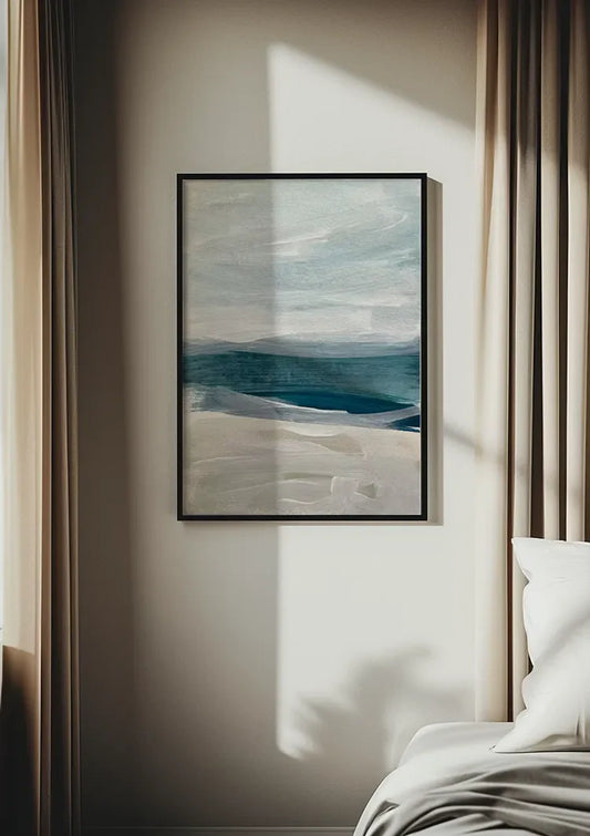 Strand Kust Golven Blauw Zand Impressionistisch Abstract Zee Canvas Schilderij