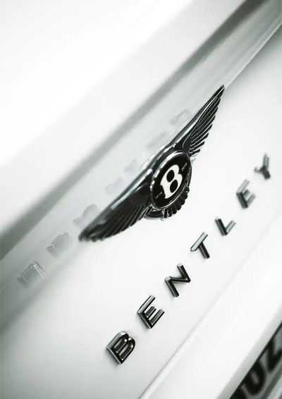 Bentley Logo Close Up White Chrome Emblem Luxury Car Canvas Painting