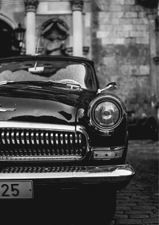 Vintage-Oldtimer Leinwandbild mit einem glänzenden Chromgrill