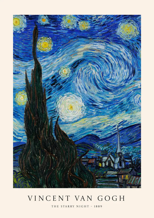 Sterrennacht van Van Gogh canvas schilderij in blauw en groen