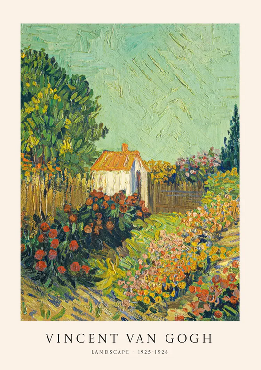Landschap van Van Gogh canvas schilderij in groen, geel en blauw