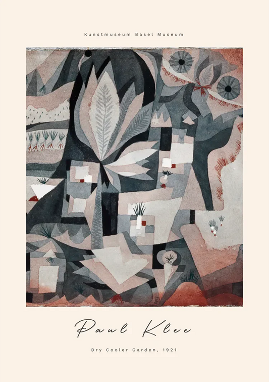 Geometrische tuin van Klee canvas schilderij in blauw, grijs en rood
