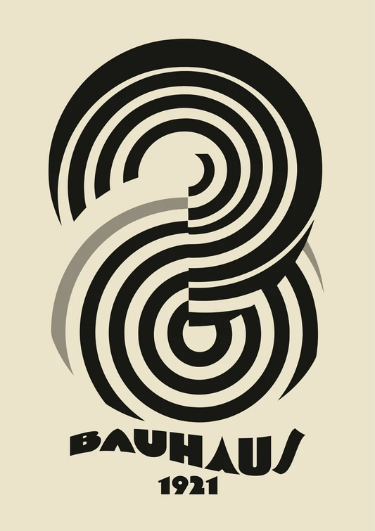 Bauhaus spirala obraz na płótnie w czerni i beżu, geometryczny wzór