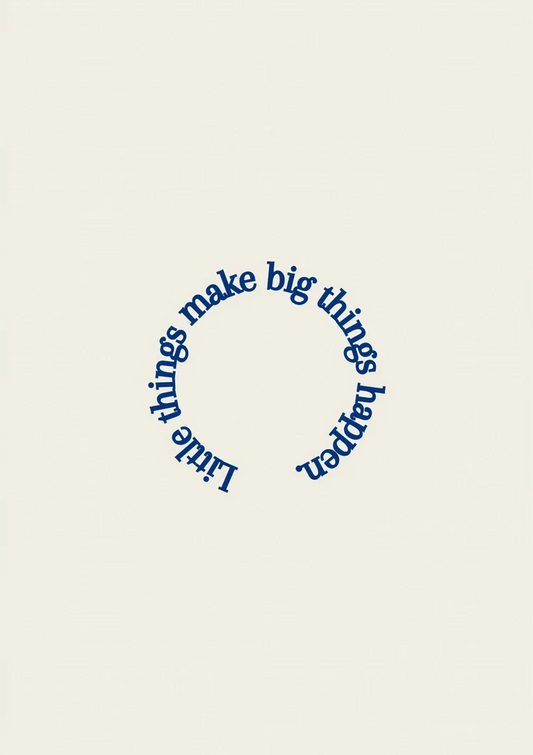 Inspirational quote canvas painting in blue and beige, minimalist text art