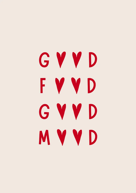 Good Food Good Mood typography canvas painting in red with cream tones, minimalist style