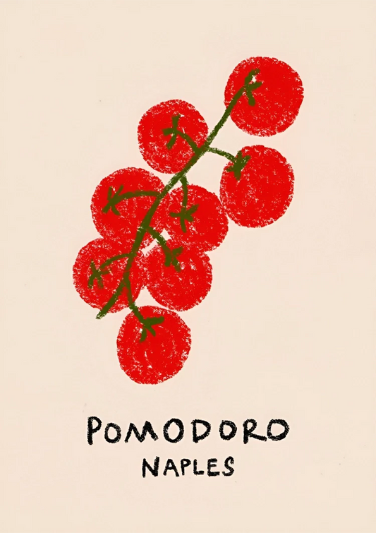 Rote Tomaten Leinwandbild im Vintage italienischen Stil auf beigem Hintergrund