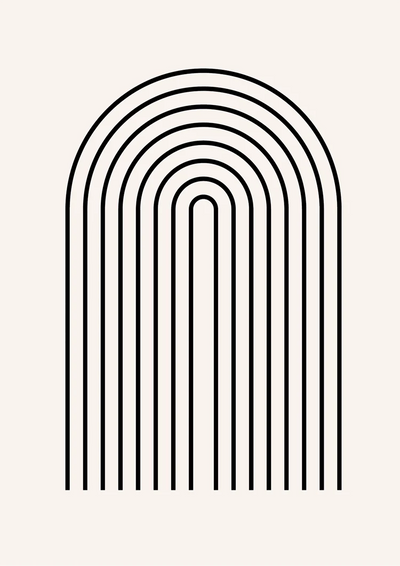 Minimalistische Zwarte Bogen Geometrisch Crème Modern Canvas Schilderij