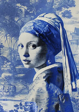 Meisje Met de Parel Delfts Blauw Portret Klassiek Nederlands Canvas Schilderij
