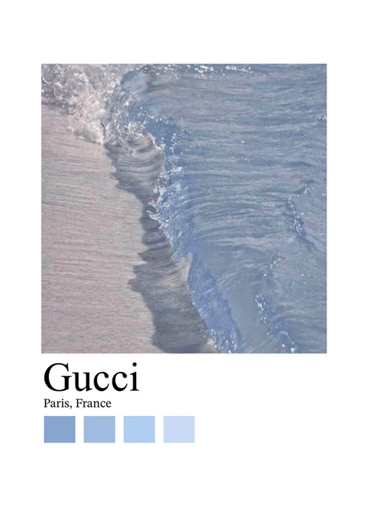 Zandstrand Golven Blauw Gucci Paris Mode Poster Canvas Schilderij