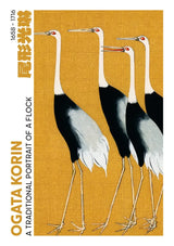 Ogata Korin Cranes Group Gold Japanese Art Canvas Painting