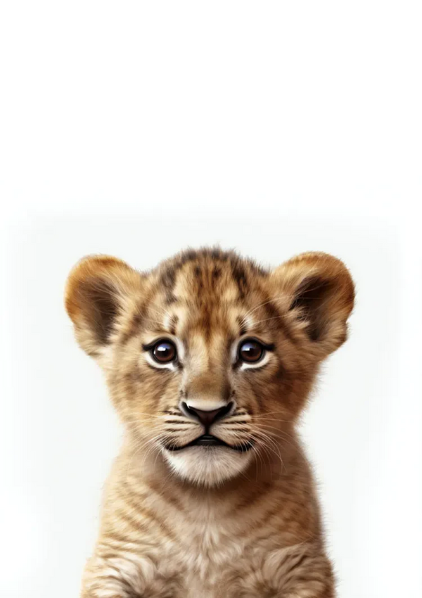 Niedliches Löwenjunges Goldenes Fell Große Augen Verspielt Porträt Gemälde