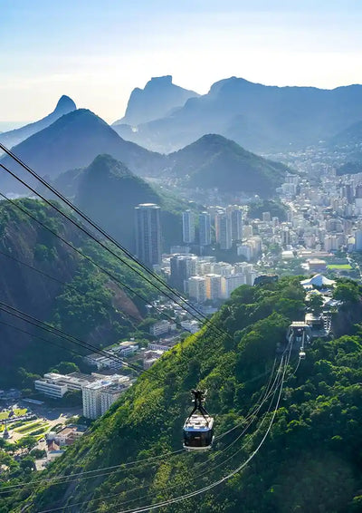 Kabelbaan Rio de Janeiro Groene Heuvels Stad Bergen Luchtperspectief Canvas Schilderij