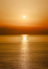Wunderschöner Sonnenuntergang Goldener Ozean Spiegelung Leinwandbild