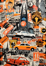 Städtische Collage Taxi Auto Pop Art Retro Leinwandbild