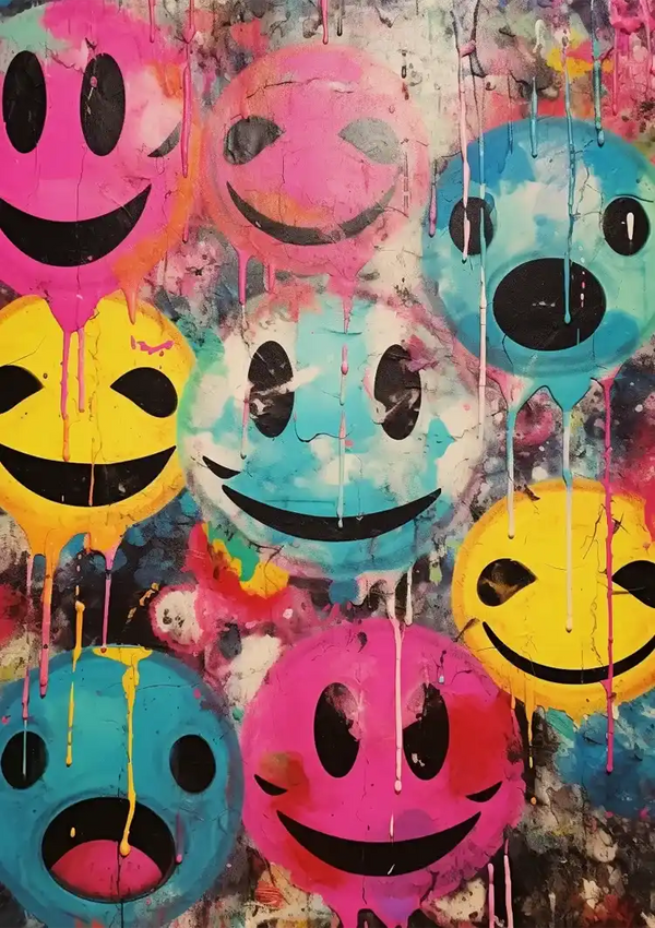 Colorful Graffiti Smiley Faces Painting
