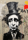 Melancholic Man with Top Hat Street Art Canvas Print