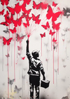 Boy with Butterflies Silhouette Street Art Canvas Print Wall Art