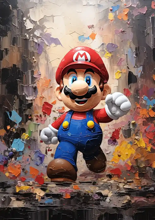 Retro-Spielfigur Leinwandbild in lebendigen Farben, Retro-Gaming-Stil