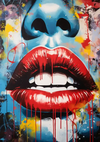 Close-up Red Lips Expressive Pop Art Canvas Print Wall Art