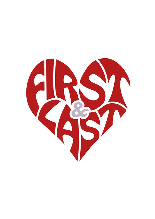 Red heart canvas painting in warm red with romantic typography.
