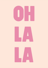 Oh La La Pink Typography Beige Background Playful Pop Art Canvas Painting