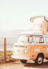 Vintage Volkswagen Camper Bus am Strand Retro Leinwandbild
