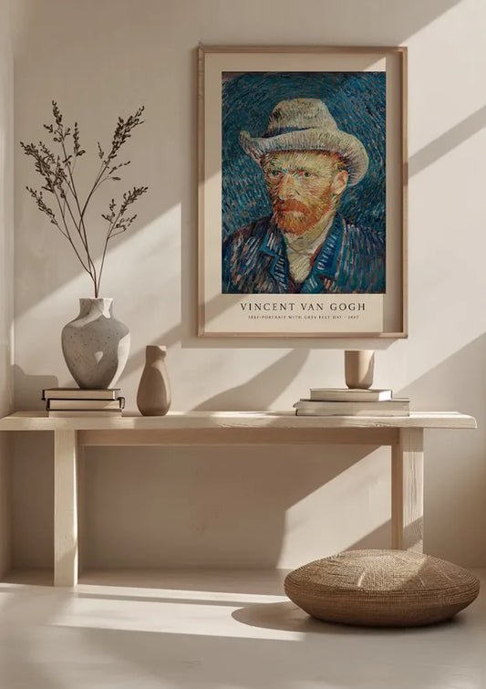 Van Gogh Zelfportret Grijze Vilten Hoed 1887 Canvas Schilderij