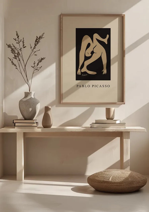 Pablo Picasso Abstract Beige Figure on Black Background Poster Painting