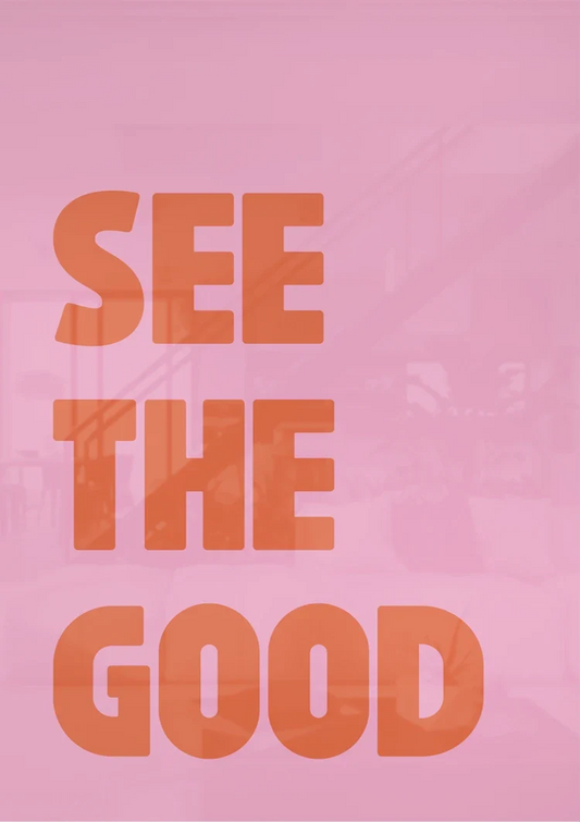 See the good text canvas painting on the wall above the sofa in the bedroom