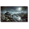 World War Tank in Rainy Battlefield Landscape