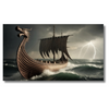 Viking Ship on Stormy Sea Canvas – Historical Wall Art