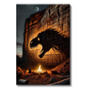 Canyon Campfire Scene with Dinosaur Shadow Projection