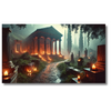Ancient Temple Pathway with Candlelight and Cypress Trees