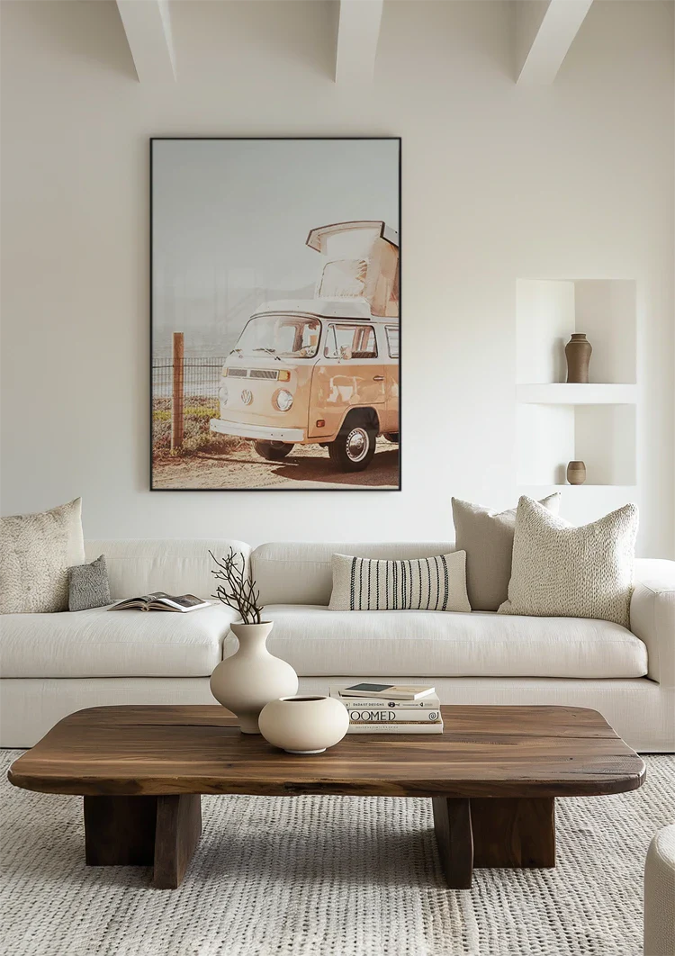 Vintage Volkswagen Van Beach Sunset Summer Painting