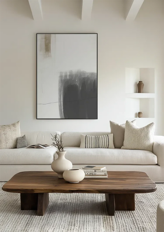 Minimalist Abstract Neutral Tones Grey Beige Painting