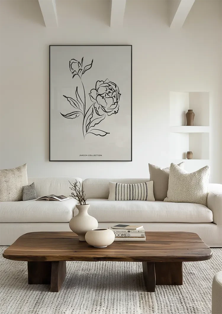 Jardin Collection Schwarze Rose Linienkunst Botanisches Minimalistisches Gemälde