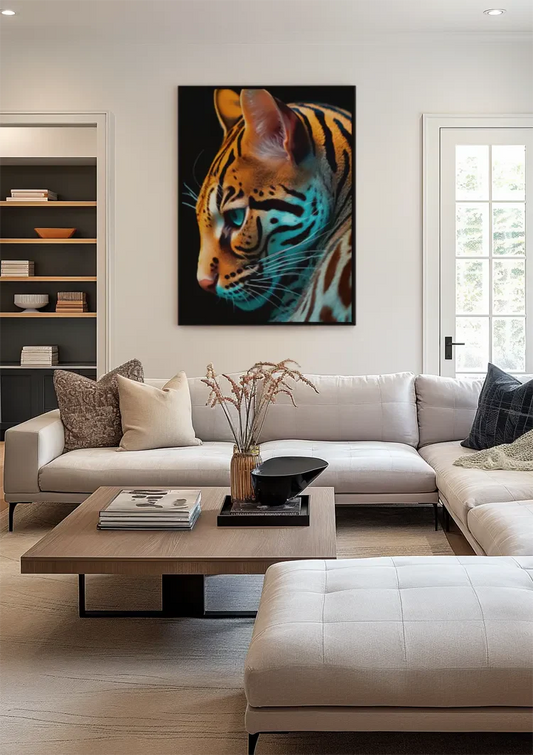 Ocelot Portret Close Up Donkere Achtergrond Dieren Canvas Schilderij