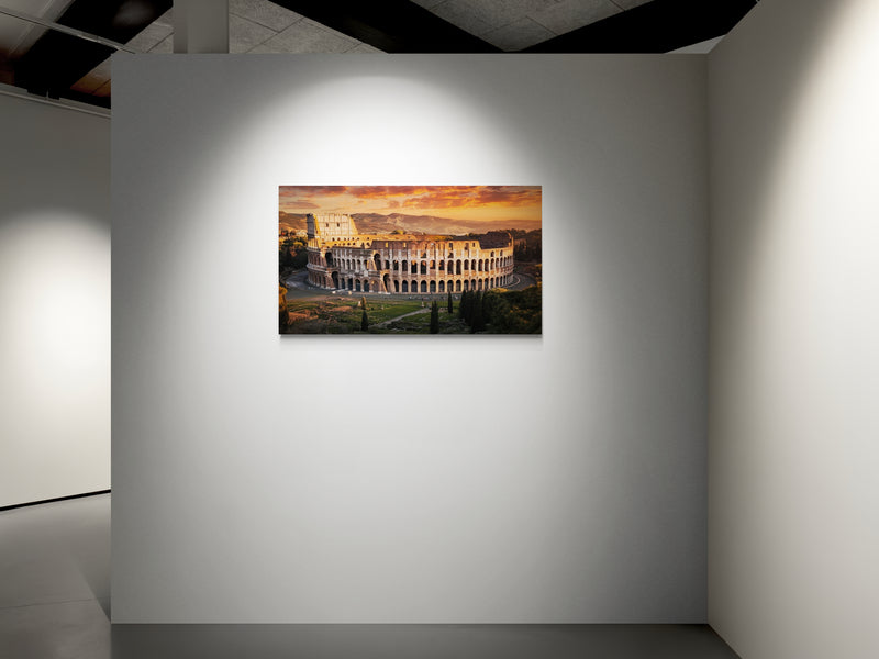 Romeins Colosseum bij zonsondergang met historische architectuur - Canvas wandkunst