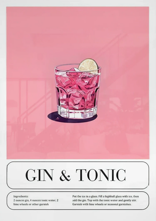 Ilustracja koktajlu gin tonic obraz na płótnie nad łóżkiem w sypialni.